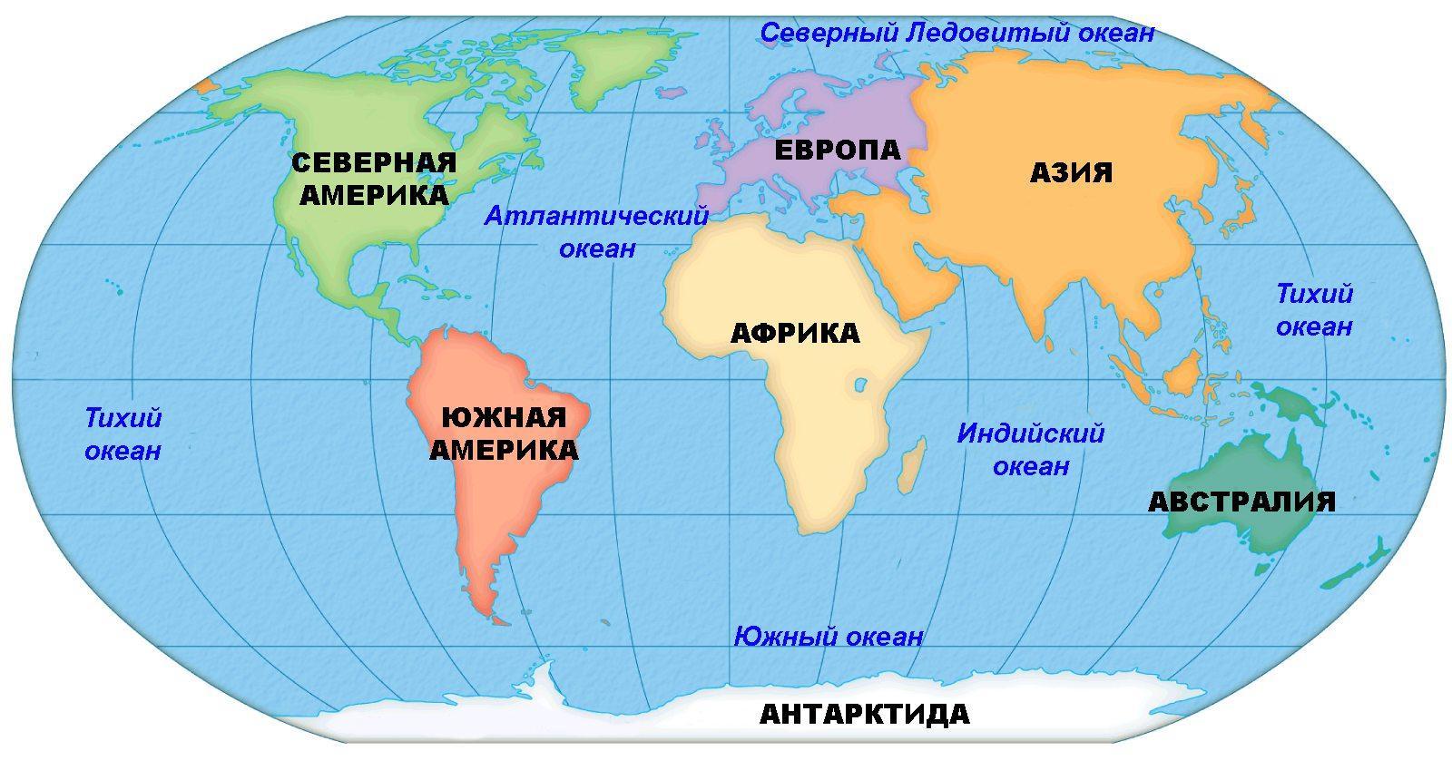 Сколько и какие части света есть на Земле: названия, характеристика и карта
