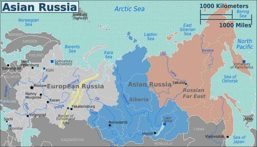 Россия расположена в Азии?