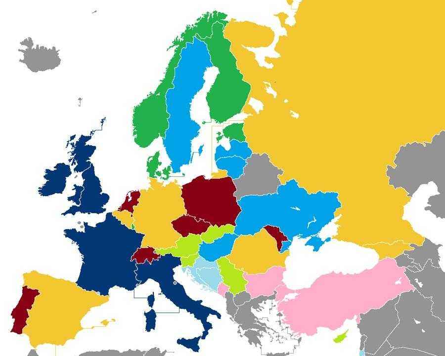 Политическая карта и список всех стран Европы с названиями столиц