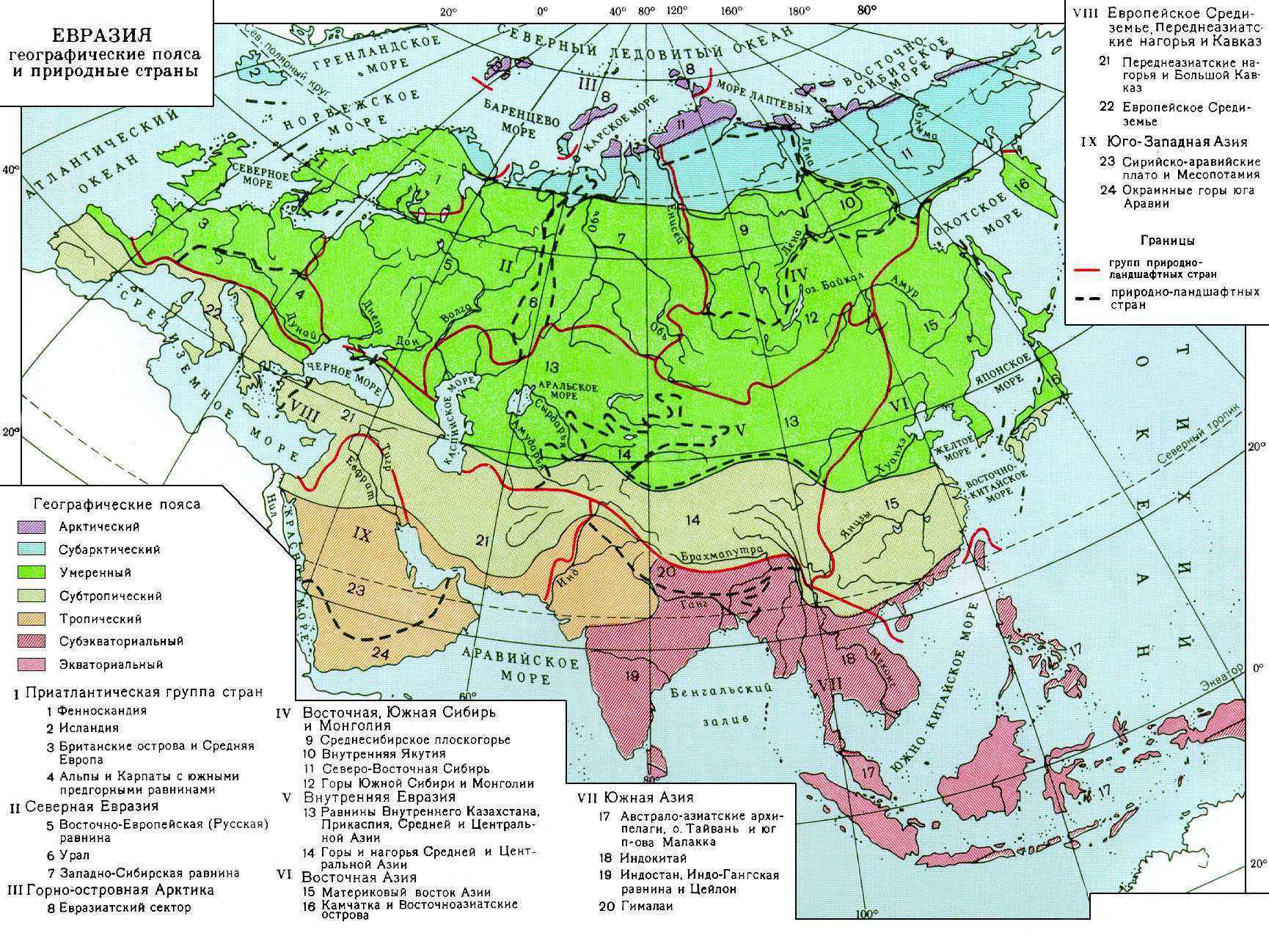 Какой климат в Евразии? Описание, типы, карта и таблица